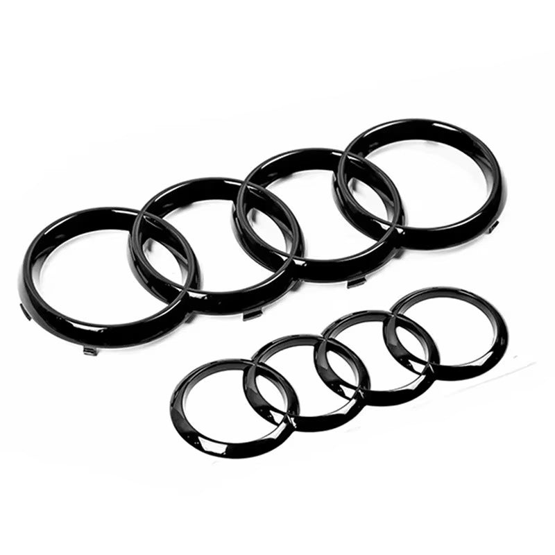 For  A3 A4 A5 A6 A7 Q2 Q3 Q5 Q8 TT ABS Black Hood Front Bonnet Grill Rear Trunk Emblem Logo Badge Sticker Decal 4 Ring Logo