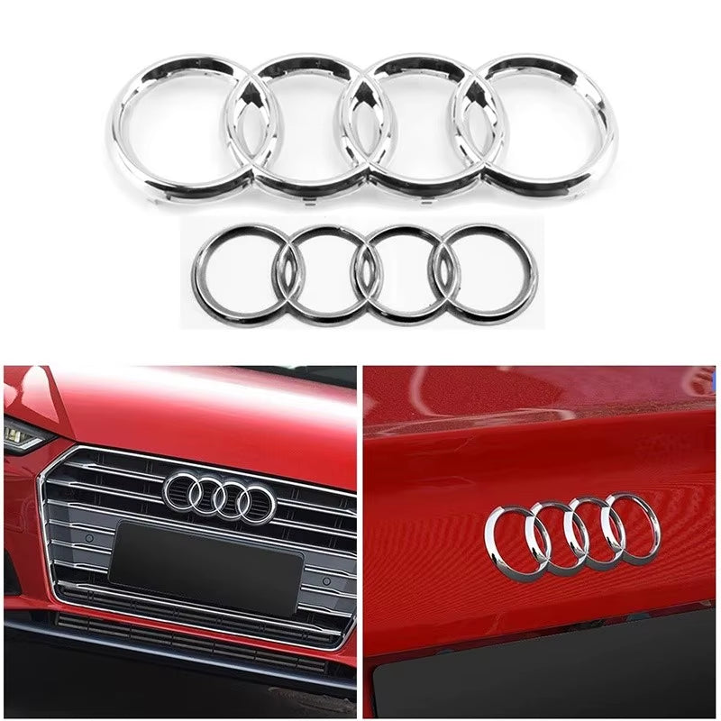 For  A3 A4 A5 A6 A7 Q2 Q3 Q5 Q8 TT ABS Black Hood Front Bonnet Grill Rear Trunk Emblem Logo Badge Sticker Decal 4 Ring Logo