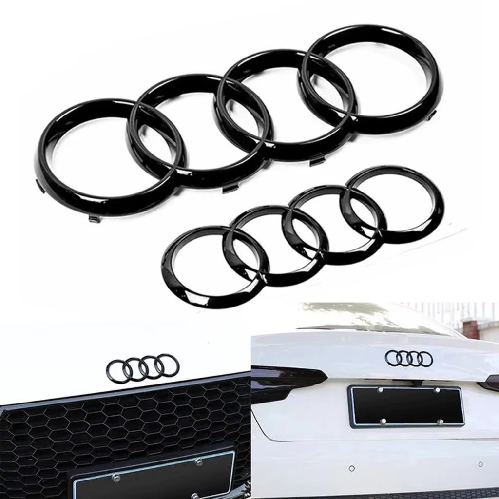 For  A3 A4 A5 A6 A7 Q2 Q3 Q5 Q8 TT ABS Black Hood Front Bonnet Grill Rear Trunk Emblem Logo Badge Sticker Decal 4 Ring Logo